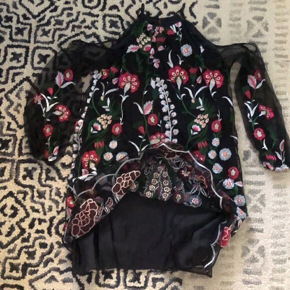 Belle Badgley Mischka Shauna SZ 2 Cold-Shoulder Embroidery Dress NWT - Picture 6 of 10